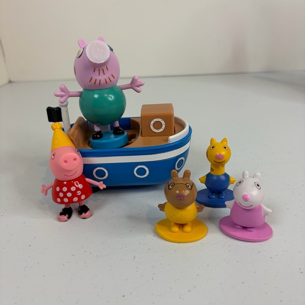 Peppa Pig Boat Playset Figures Daddy Pig Peppa Zoe Zebra Danny Dog Kids Toy Lot